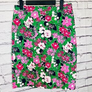 J. Crew Womens Multicolor Floral Allover Print Back Vent Pencil Skirt Size 4